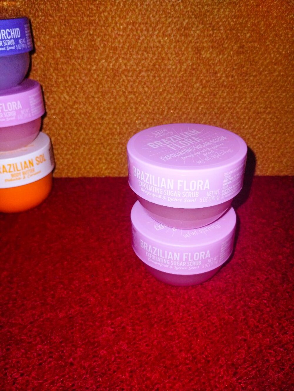 Brazilian Flora Exfoliating Sugar Scrub - Dragonfruit & Lychee 141g - Pack of 2
